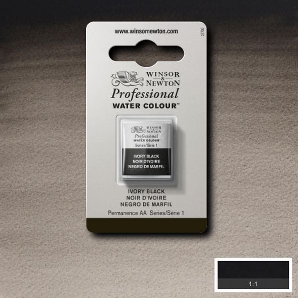 Demi-godet d’aquarelle extra-fine Winsor & Newton Pro – Noir d’ivoire 331 (Série 1)