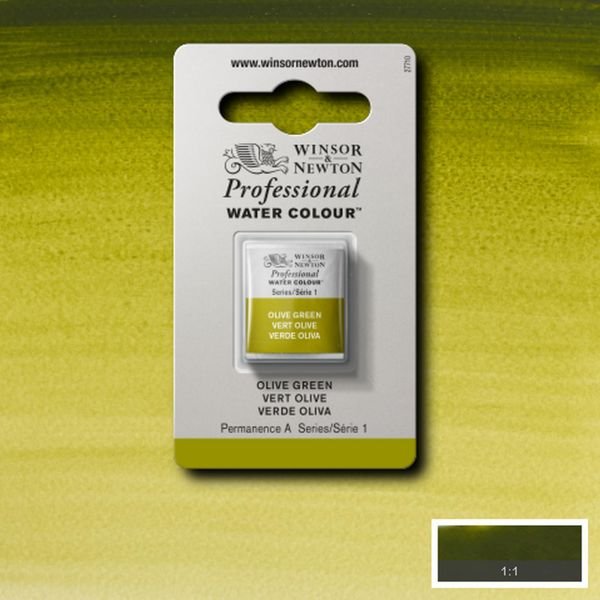 Demi-godet d’aquarelle extra-fine Winsor & Newton Pro – Vert olive 447 (Série 1)