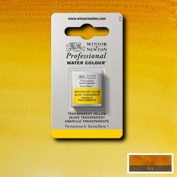 Demi-godet d’aquarelle extra-fine Winsor & Newton Pro – Jaune transparent 653 Série 1