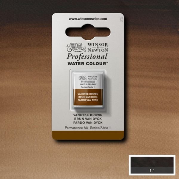 Demi-godet d’aquarelle extra-fine Winsor & Newton Pro – Brun van dyck 676 Série 1