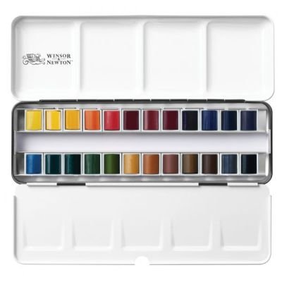 Coffret de 24 demi-godets d’aquarelle Winsor & Newton Pro