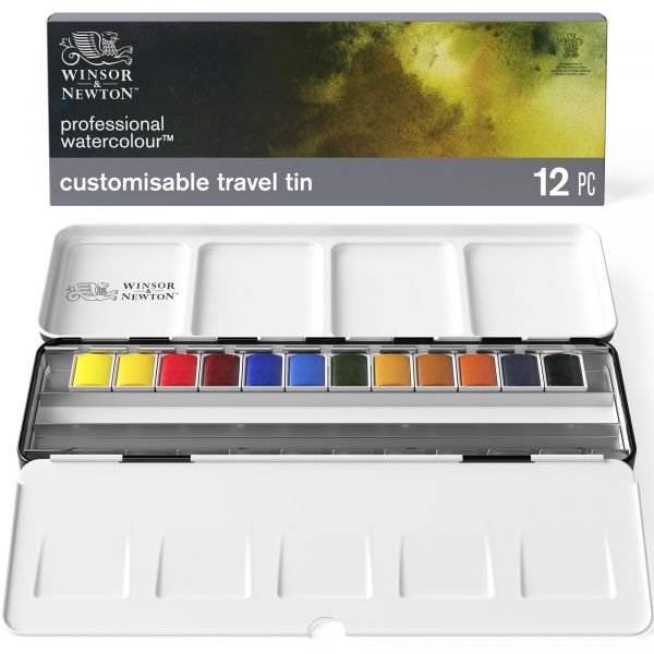 Coffret de 12 demi-godets d’aquarelle Winsor & Newton Pro