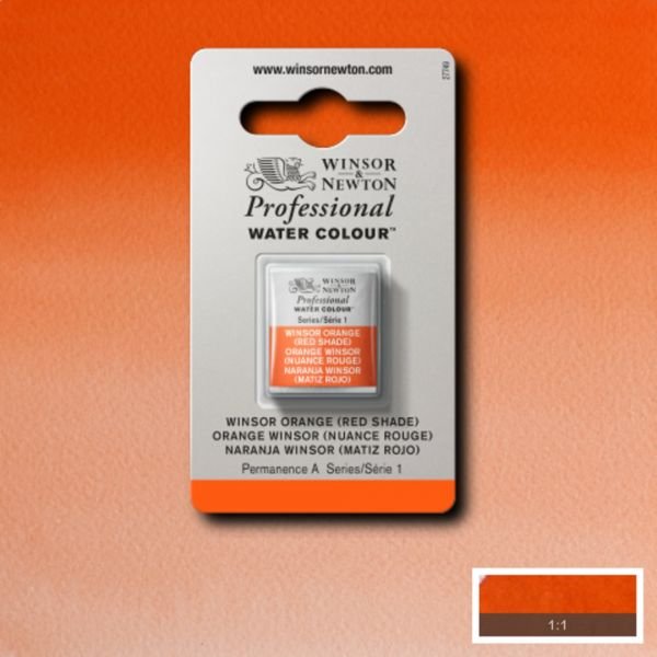 Demi-godet d’aquarelle extra-fine Winsor & Newton Pro – Orange Winsor (nuance rouge) 723 Série 1