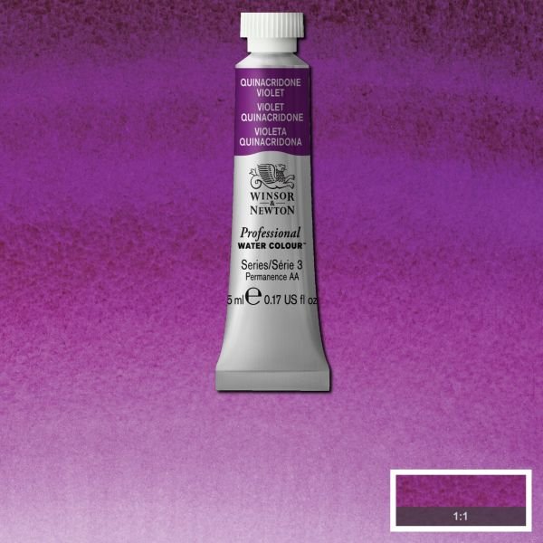 Tube d’aquarelle 5mL extra-fine Winsor & Newton Pro – Violet quinacridone 550 Série 3