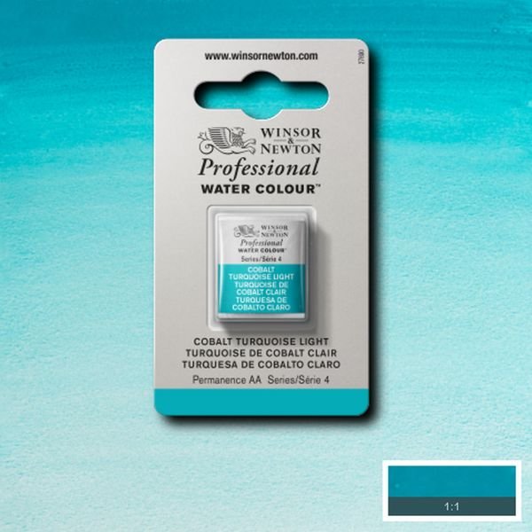 Demi-godet d’aquarelle extra-fine Winsor & Newton Pro – Turquoise cobalt clair 191 Série 4