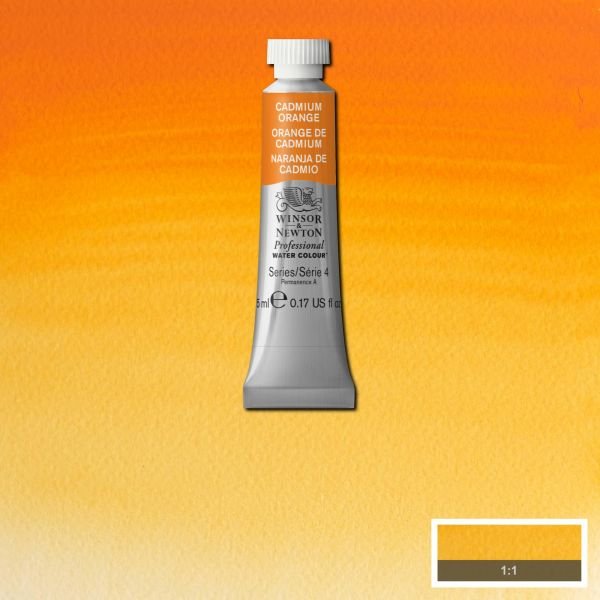 Tube d’aquarelle 5mL extra-fine Winsor & Newton Pro – Orange de cadmium 089 Série 4