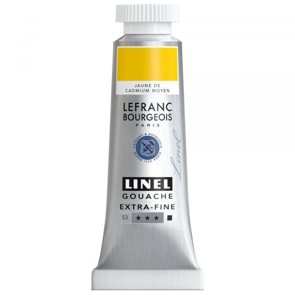 Tube de gouache 14mL Linel extra-fine – Jaune de cadmium moyen (Série 3)