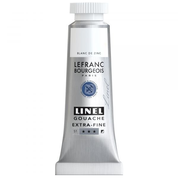 Tube de gouache 14mL Linel extra-fine – Blanc de zinc (Série 1)