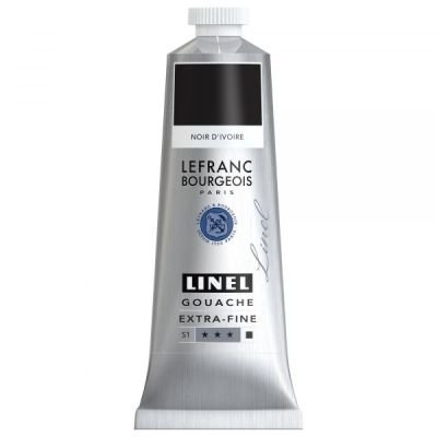 Tube de gouache 60mL Linel extra-fine – Noir d&rsquo;Ivoire (Série 1)