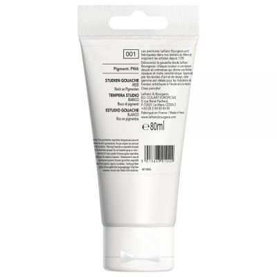 Tube de gouache qualité étude 80mL Lefranc Bourgeois blanc