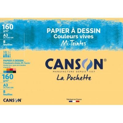 Pochette de feuilles Mi-Teintes Vives 160g format A3