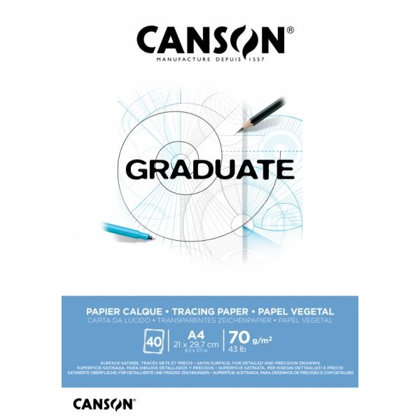 Bloc de 40 feuilles calque Canson Graduate 72g format A4