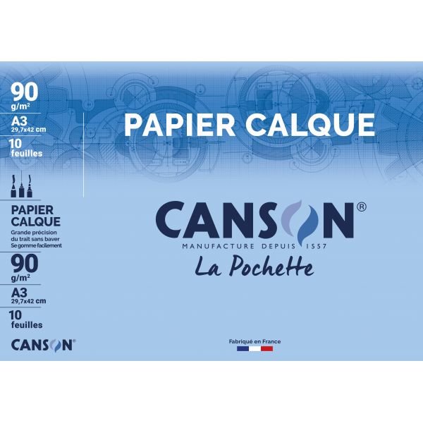 Pochette de 10 feuilles calque Canson 90g format A3