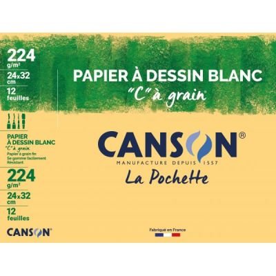 Pochette de feuilles Canson à Grains 224g format 24x32cm