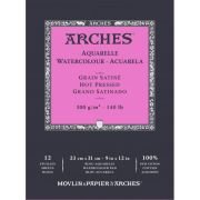 Bloc de papier aquarelles Arches Grain Satin 12 feuilles 23x31cm