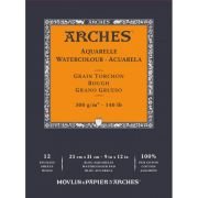 Bloc de papier aquarelles Arches Grain Torchon 12 feuilles 23x31cm