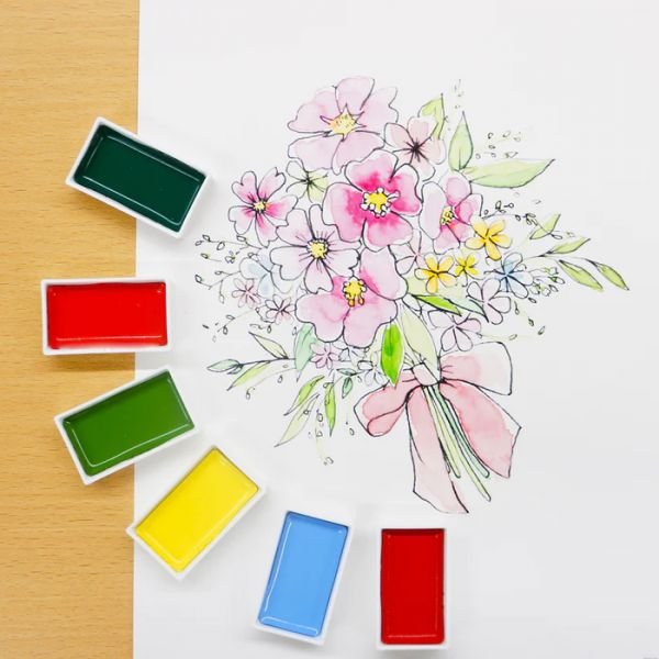Coffret de 12 godets d’aquarelles Gansaï