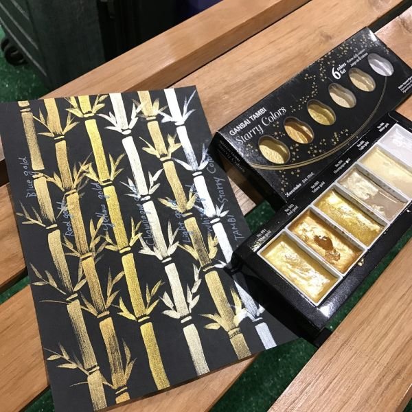Coffret de 6 godets d’aquarelles Gansaï Starry