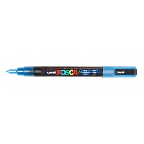 POSCA PC3M BLEU FONCE PAILLETE