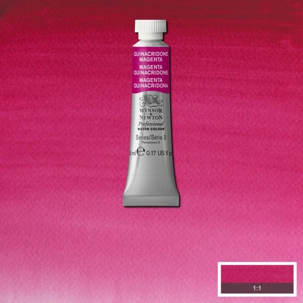 Tube d’aquarelle 5mL extra-fine Winsor & Newton Pro – Magenta Quinacridone 545 Série 3
