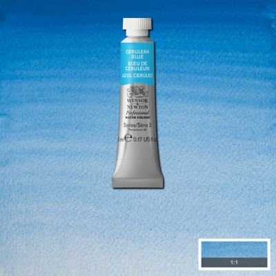 Tube d’aquarelle 5mL extra-fine Winsor & Newton Pro – Bleu de céruléum 137 Série 3