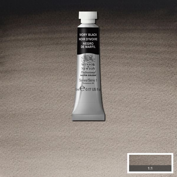 Tube d’aquarelle 5mL extra-fine Winsor & Newton Pro – Noir d’ivoire 331 Série 1