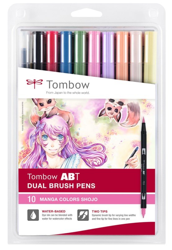 Boîte de 10 feutres Tombow Brush Pen – Manga 2