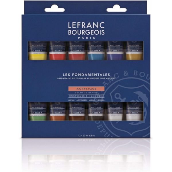 Pack de 12 tubes d&rsquo;acrylique fine 20mL Lefranc Bourgeois – les fondamentales