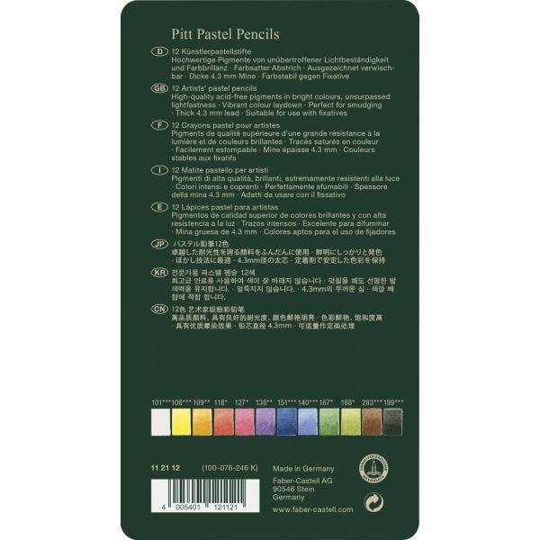 Boîte de 12 crayons Pitt pastels Faber Castell