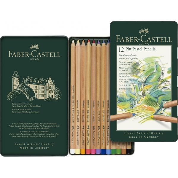 Boîte de 12 crayons Pitt pastels Faber Castell
