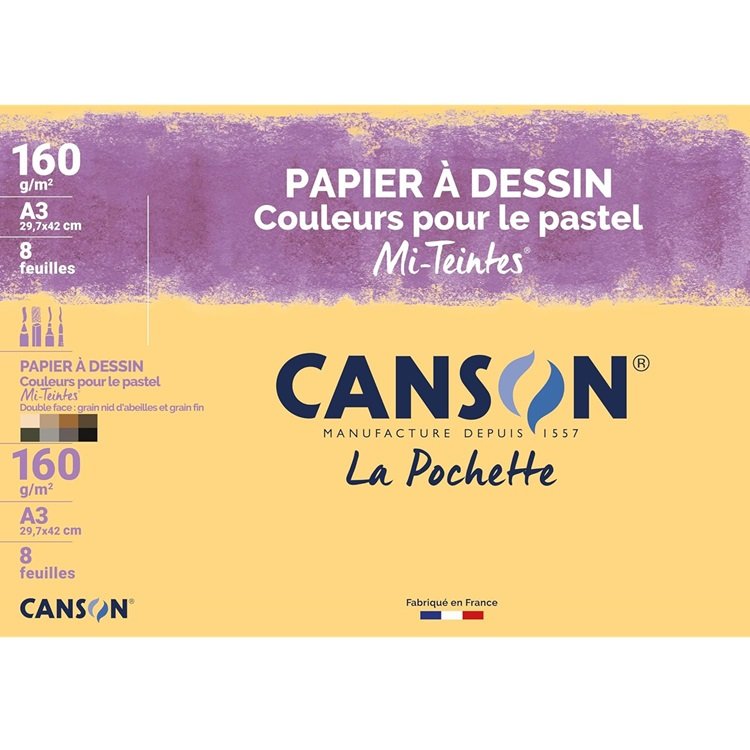 Pochette de feuilles Mi-Teintes Pastellistes 160g format A3